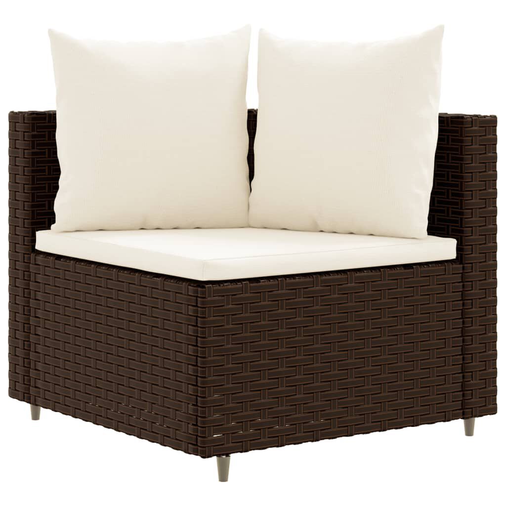 vidaXL 9 Piece Garden Sofa Set with Cushions Brown Poly Rattan
