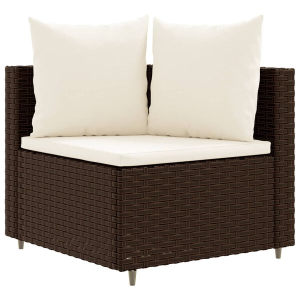 vidaXL 9 Piece Garden Sofa Set with Cushions Brown Poly Rattan