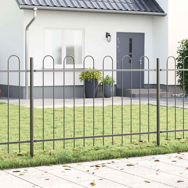 vidaXL Garden Fence 2 pcs Grey 3.4 x 0.8 m Powder-coated Steel