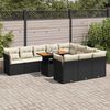 vidaXL 11 Piece Garden Sofa Set with Cushions Black Poly Rattan