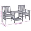 vidaXL Garden Chairs with Tea Table and Cushions Solid Acacia Wood