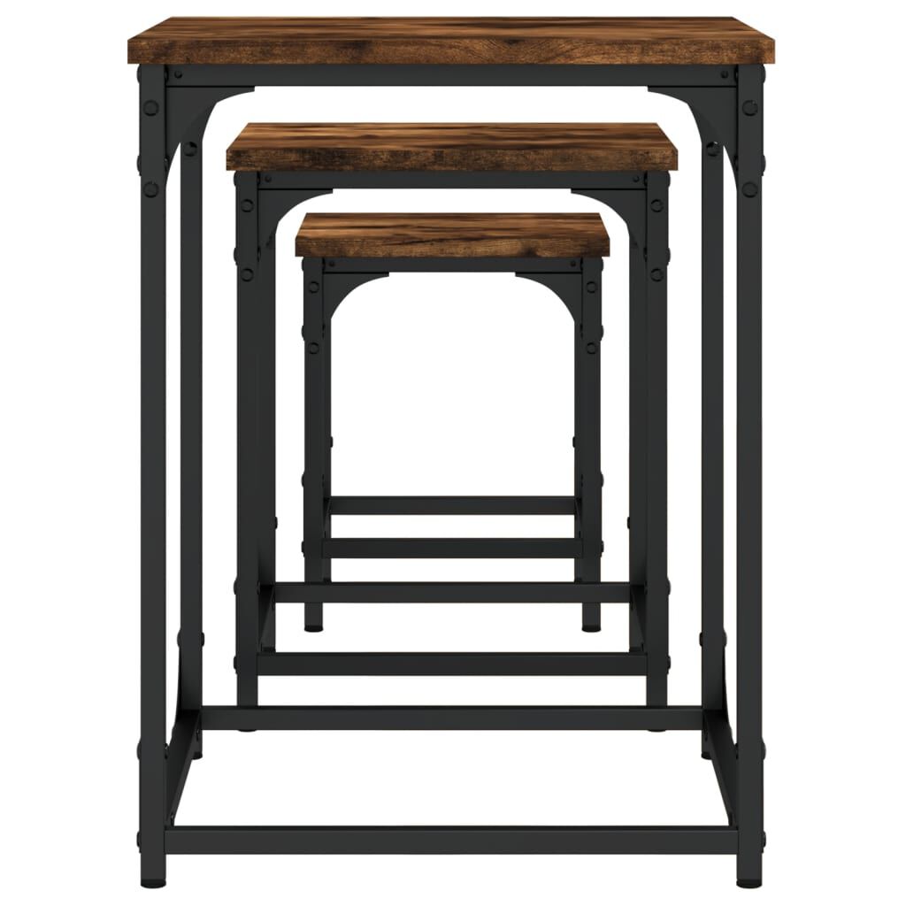 vidaXL Nesting Coffee Tables 3 pcs Smoked Oak Engineered Wood