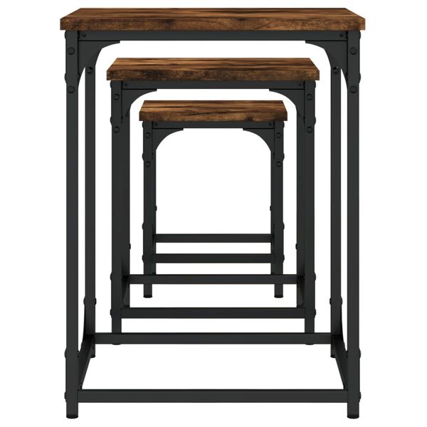 vidaXL Nesting Coffee Tables 3 pcs Smoked Oak Engineered Wood