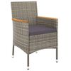 vidaXL 5 Piece Garden Dining Set with Cushions Grey Poly Rattan