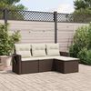 vidaXL 4 Piece Garden Sofa Set with Cushions Brown Poly Rattan