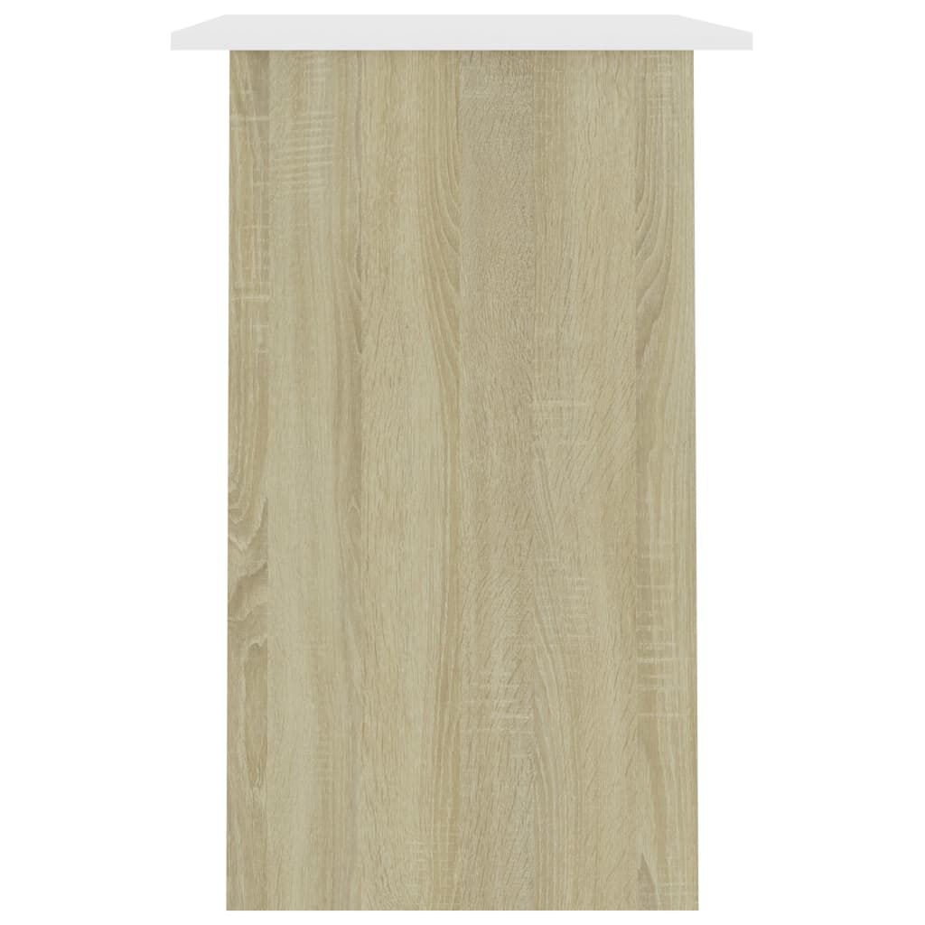 vidaXL Desk White and Sonoma Oak 90x50x74 cm Engineered Wood