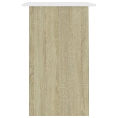 vidaXL Desk White and Sonoma Oak 90x50x74 cm Engineered Wood
