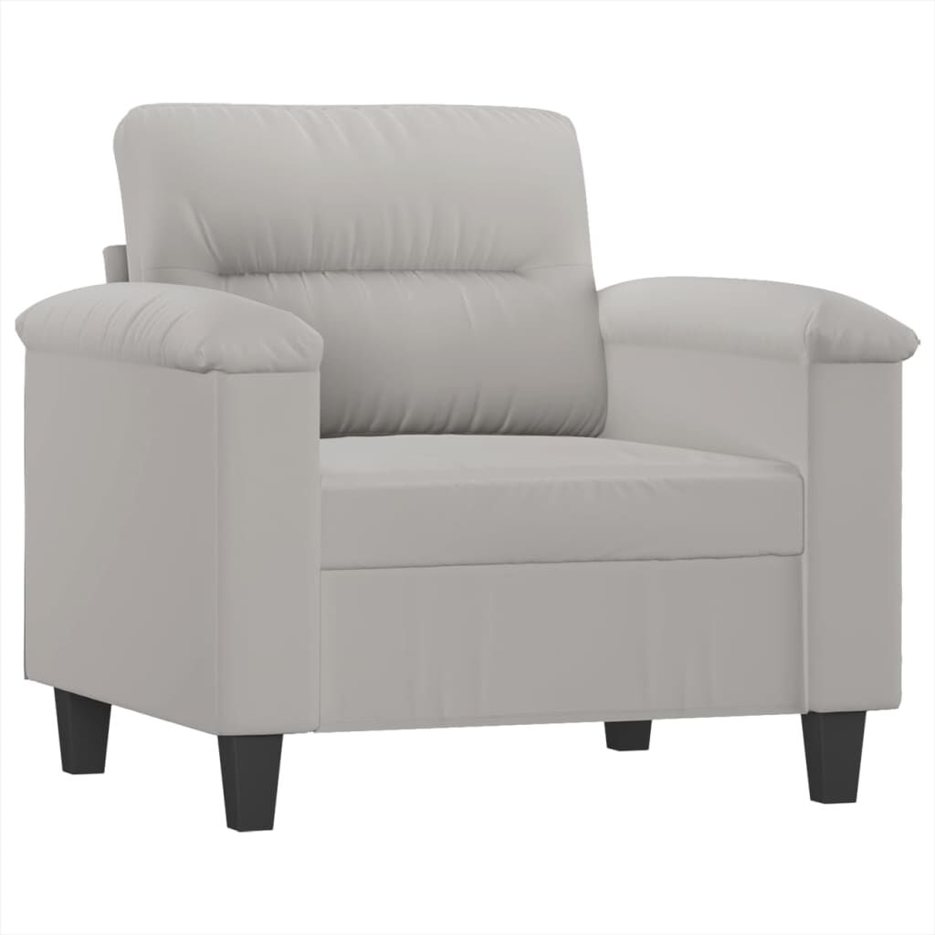 vidaXL Sofa Chair with Footstool Light Grey 60 cm Microfibre Fabric