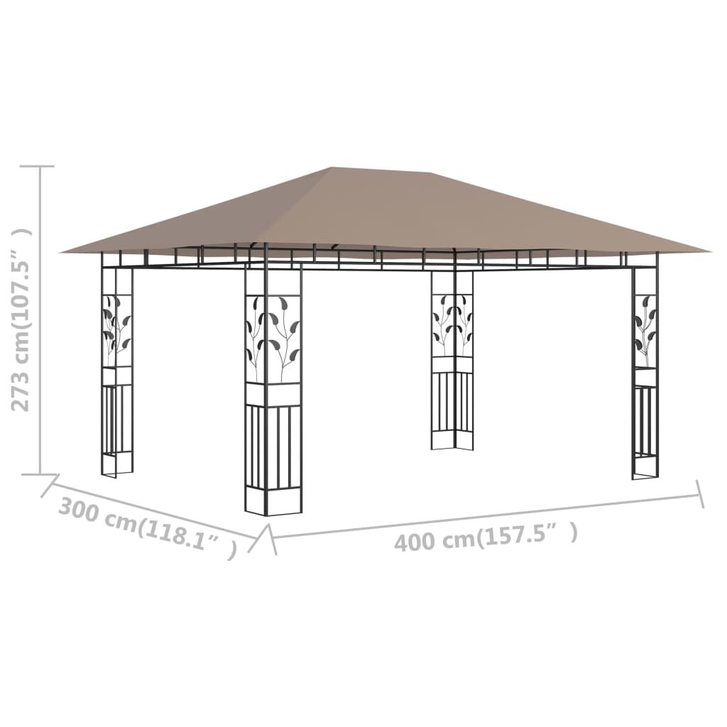 vidaXL Gazebo with Mosquito Net 4x3x2.73 m Taupe 180 g/m²