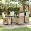 vidaXL Garden Dining Set with Cushion 5 pcs Beige Poly Rattan