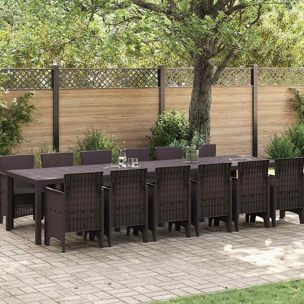 vidaXL Garden Dining Set 13 pcs Brown Polt rattan