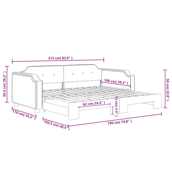 vidaXL Daybed with Trundle without Mattress Dark Grey 100x190 cm