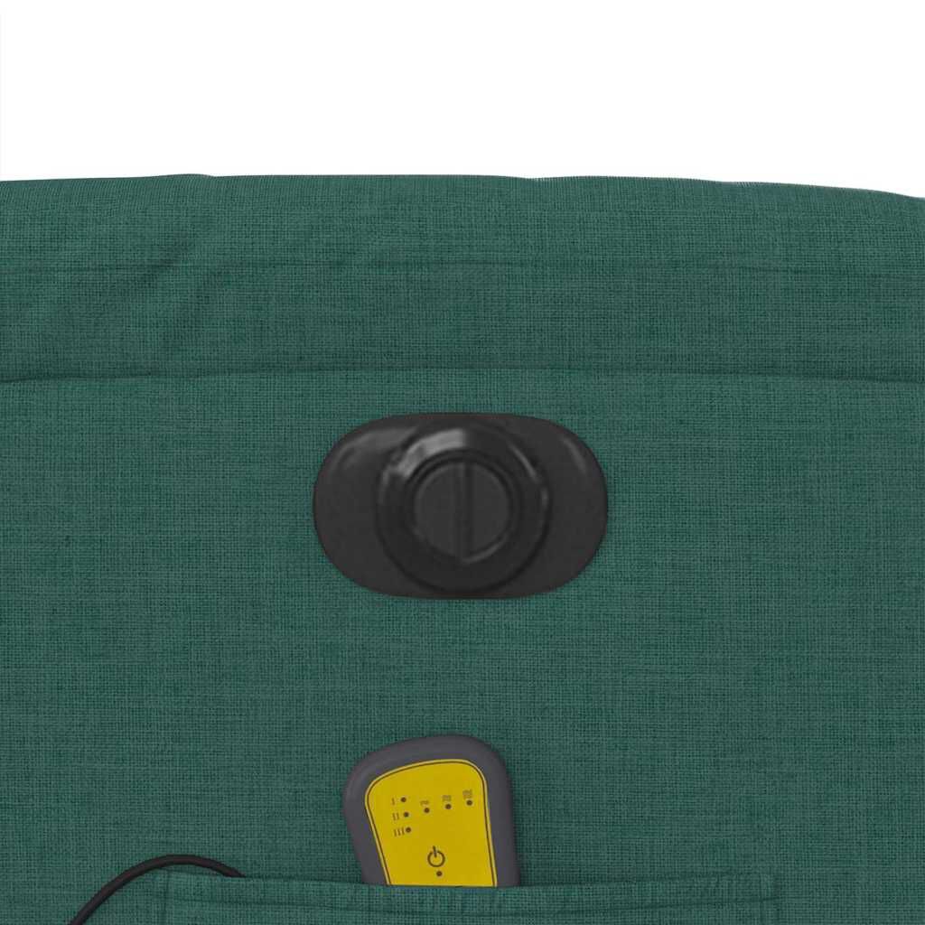 vidaXL Electric Massage Recliner Chair Dark Green Fabric