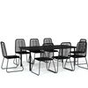 vidaXL 9 Piece Garden Dining Set Black