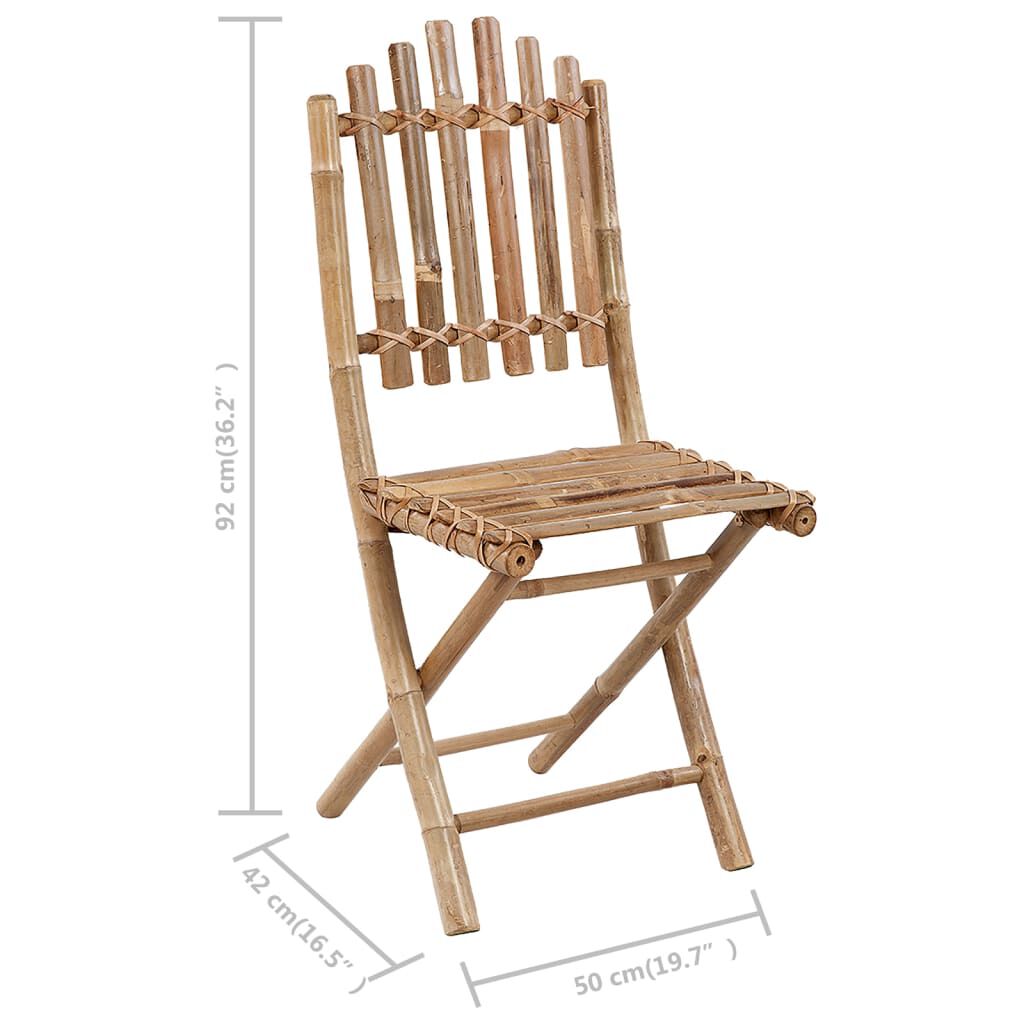 vidaXL 5 Piece Folding Outdoor Dining Set with Cushions Bamboo