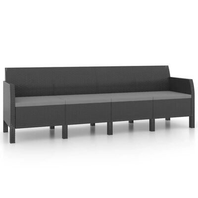 vidaXL 3 Piece Garden Lounge Set with Cushions PP Rattan Anthracite