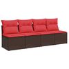 vidaXL Garden Sofa with Cushion Brown 220 x 62 x 69cm Poly Rattan