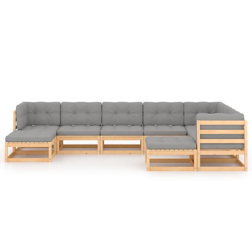 vidaXL 9 Piece Garden Lounge Set with Cushions Solid Pinewood