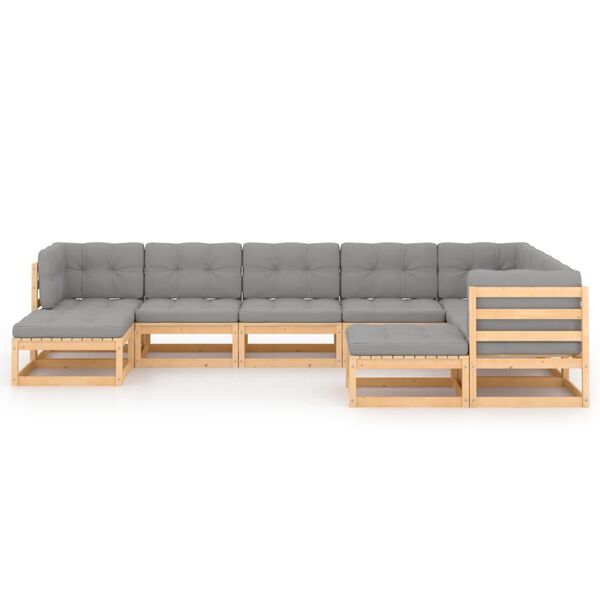 vidaXL 9 Piece Garden Lounge Set with Cushions Solid Pinewood