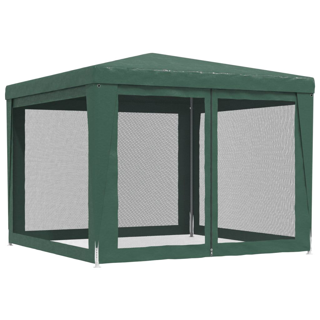 vidaXL Party Tent with 4 Mesh Sidewalls Green 3x3 m HDPE