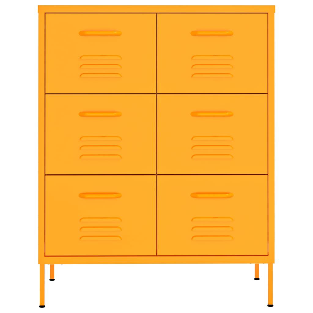 vidaXL Drawer Cabinet Mustard Yellow 80x35x101.5 cm Steel
