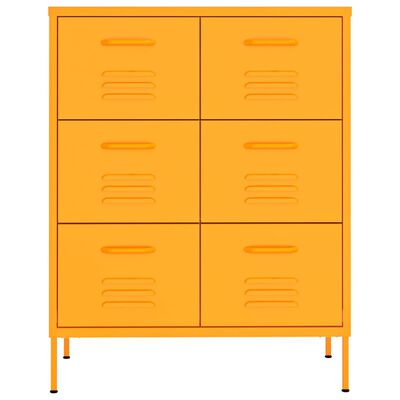 vidaXL Drawer Cabinet Mustard Yellow 80x35x101.5 cm Steel