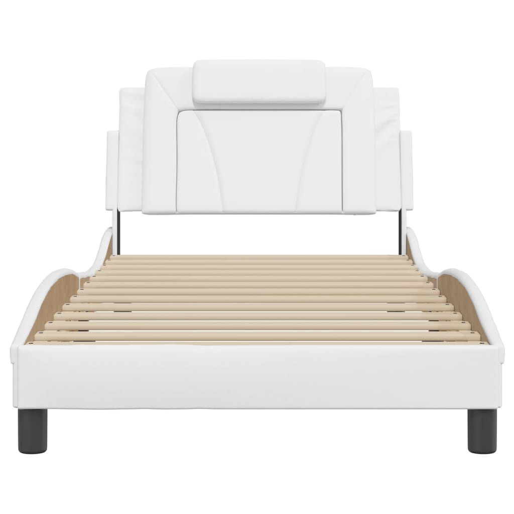 vidaXL Bed Frame with LED without Mattress White 100x190 cm