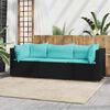 vidaXL 3 Piece Garden Lounge Set with Cushions Black Poly Rattan