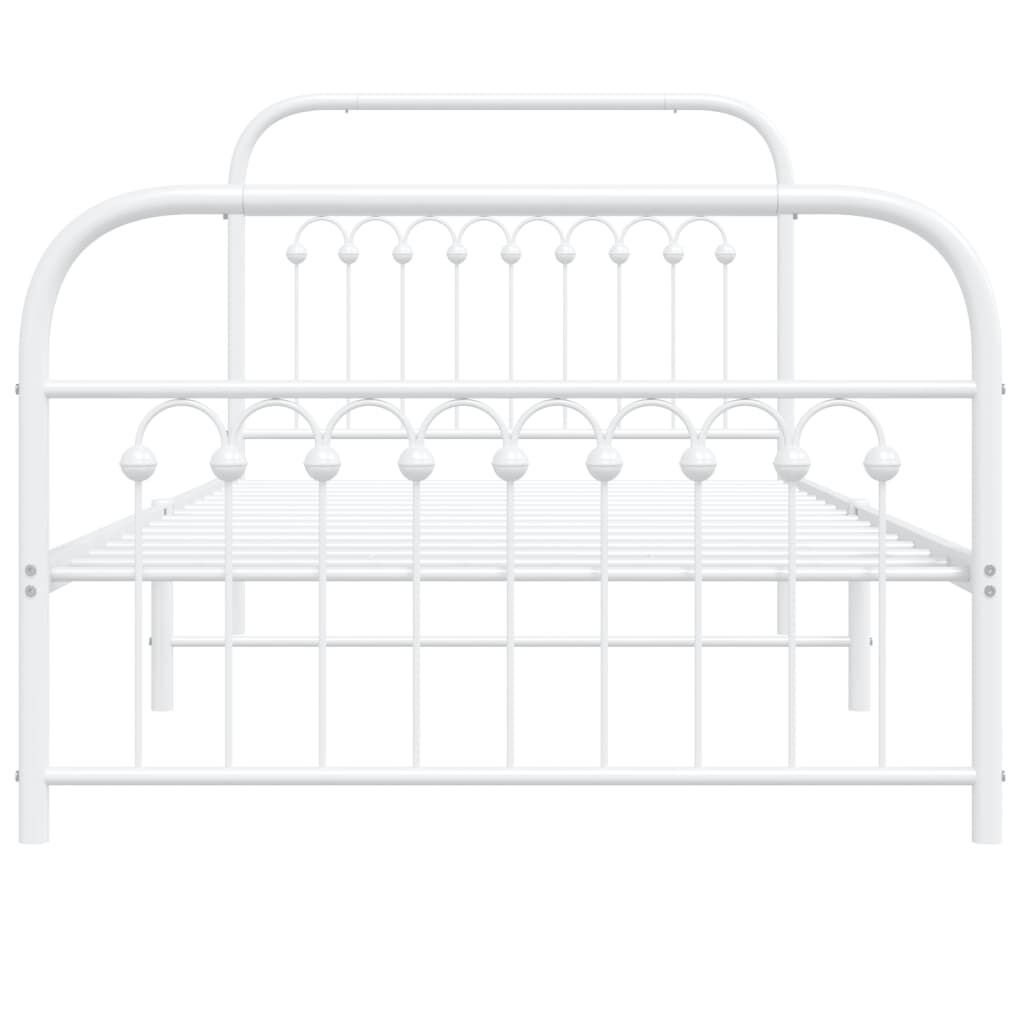 vidaXL Metal Bed Frame without Mattress with Footboard White 100x200cm