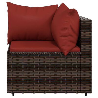 vidaXL 4 Piece Garden Lounge Set with Cushions Brown Poly Rattan