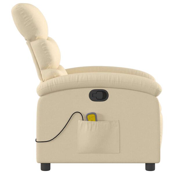 vidaXL Massage Recliner Chair Cream Fabric