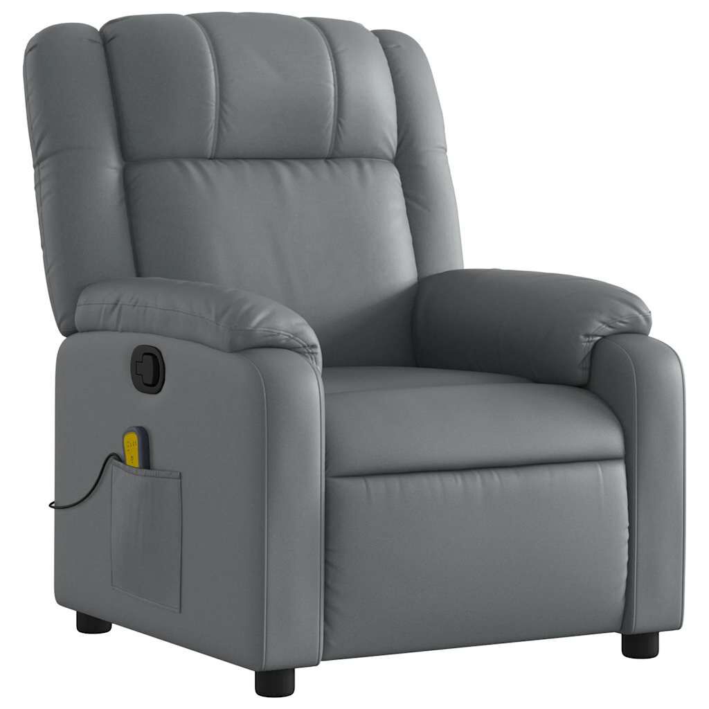vidaXL Massage Recliner Chair Grey Faux Leather