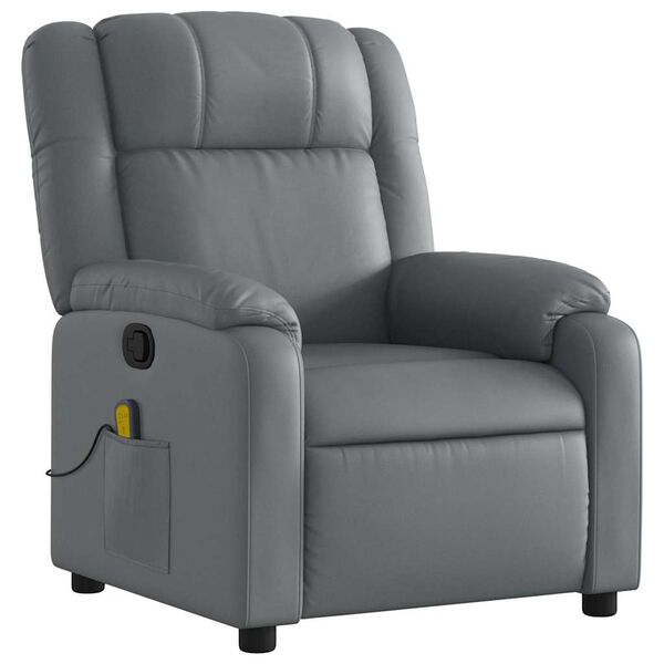 vidaXL Massage Recliner Chair Grey Faux Leather