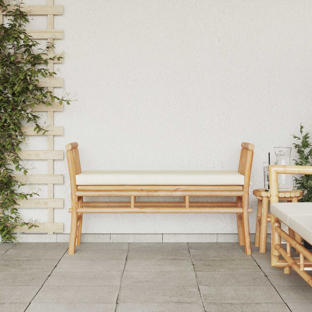 vidaXL Garden Bench with Cushion 110 cm Bamboo
