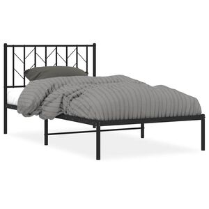 vidaXL Metal Bed Frame without Mattress with Headboard Black 100x200cm