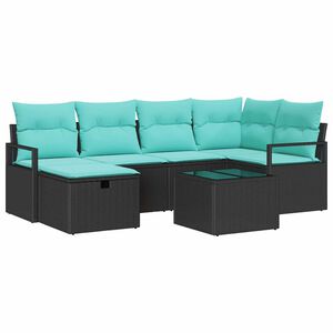 vidaXL Garden Sofa Set with Cushion with Storage Poly Rattan
