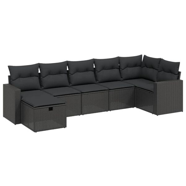 vidaXL 8 Piece Garden Sofa Set with Cushions Beige Poly Rattan