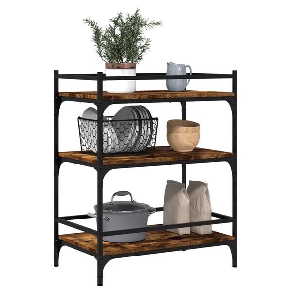 vidaXL Kitchen Trolley Smoked Oak 65x40x86.5 cm Engineered Wood