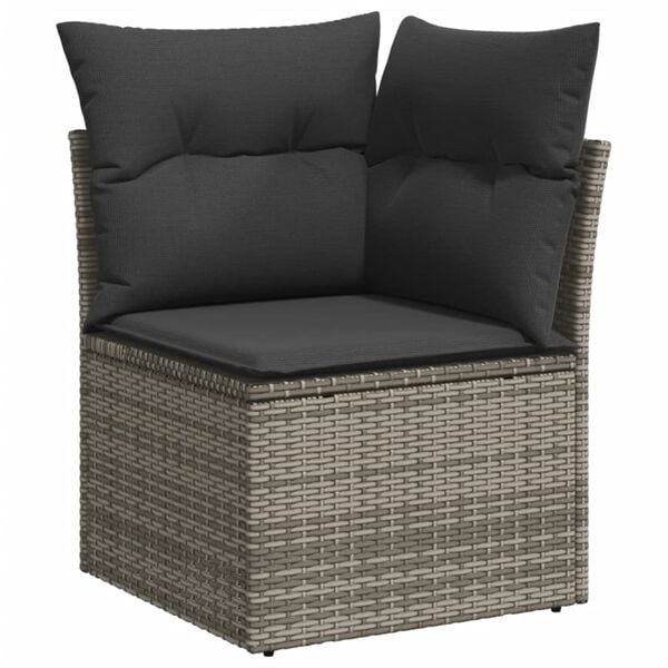 vidaXL 12 Piece Garden Sofa Set with Cushions Grey Poly Rattan