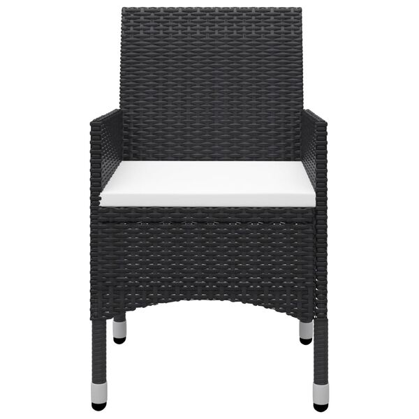 vidaXL 3 Piece Garden Bistro Set Poly Rattan and Tempered Glass Black