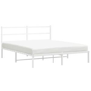 vidaXL Metal Bed Frame without Mattress with Headboard White 150x200cm
