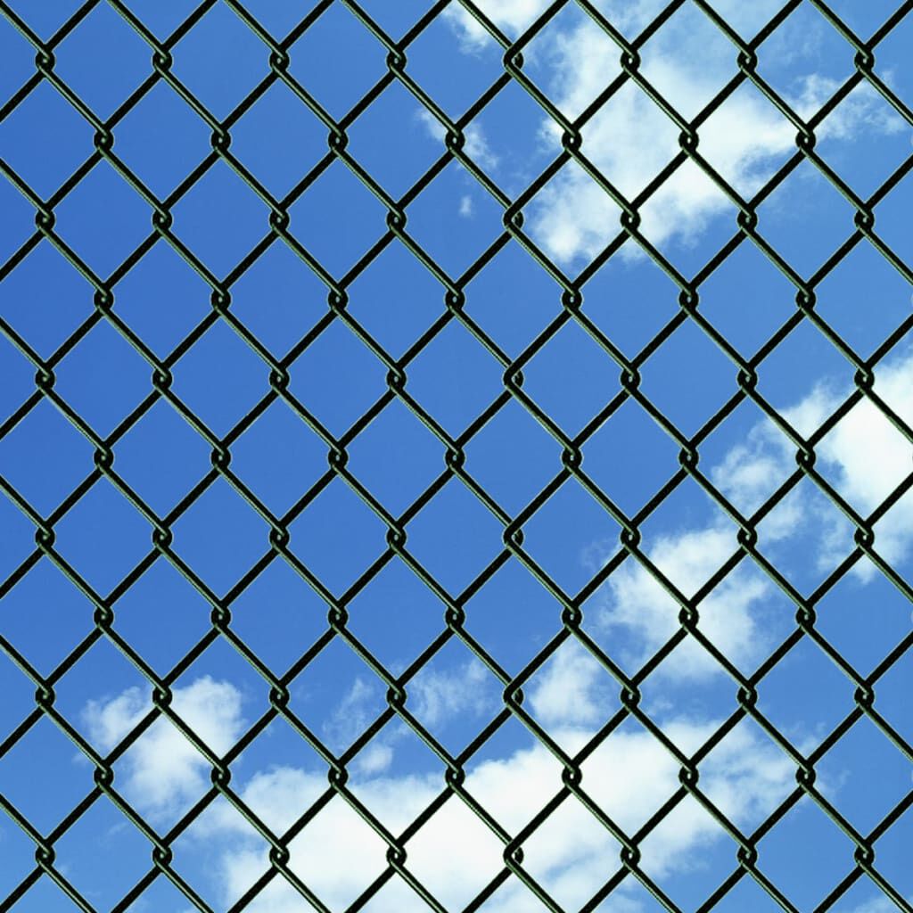 vidaXL Chain Link Fence with Posts Steel 1.5x25 m Green