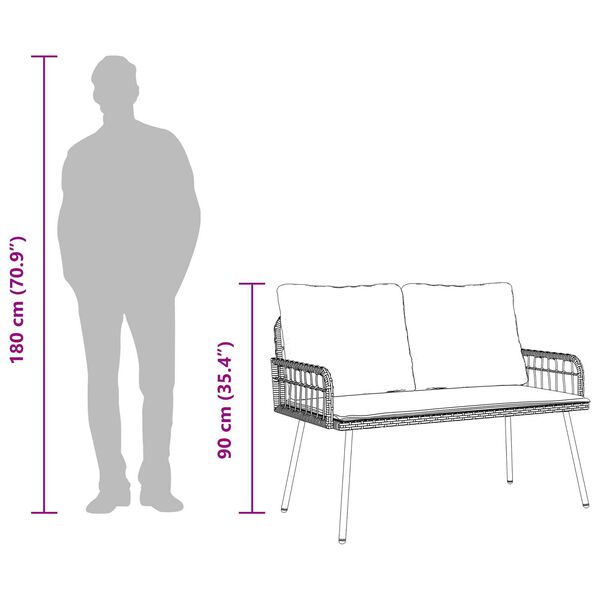 vidaXL Garden Bench Black 114x64x78 cm Poly Rattan