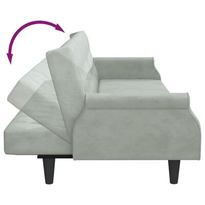 vidaXL Sofa Bed with Armrests Light Grey Velvet