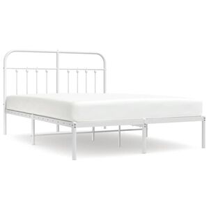 vidaXL Metal Bed Frame without Mattress with Headboard White 150x200cm