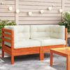 vidaXL Garden Sofa Corner with Cushions 2 pcs Wax Brown Solid Wood Pine