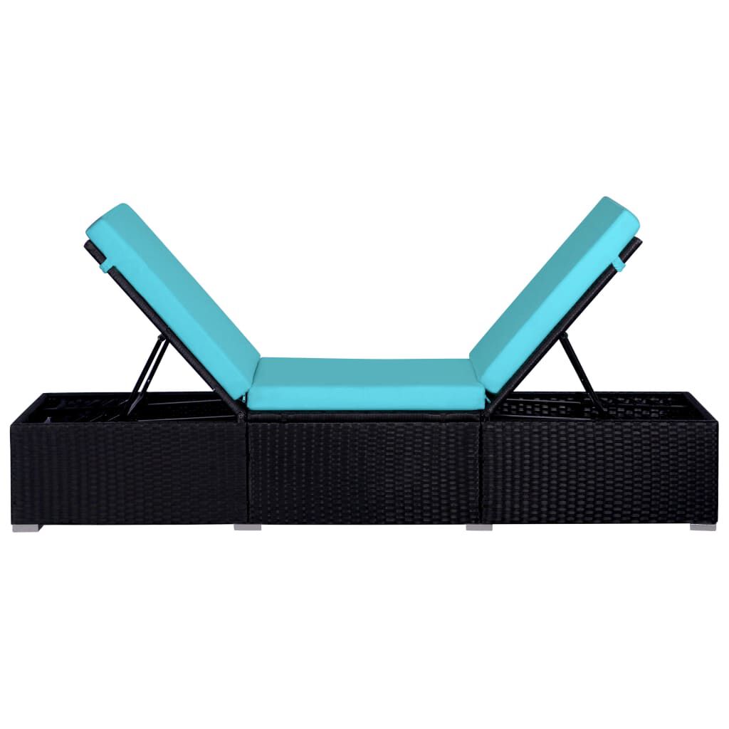 vidaXL 9 Piece Garden Lounge Set with Cushions Poly Rattan Blue