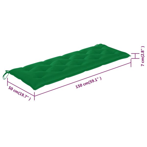 vidaXL 3-Seater Garden Bench with Cushion 150 cm Solid Eucalyptus Wood