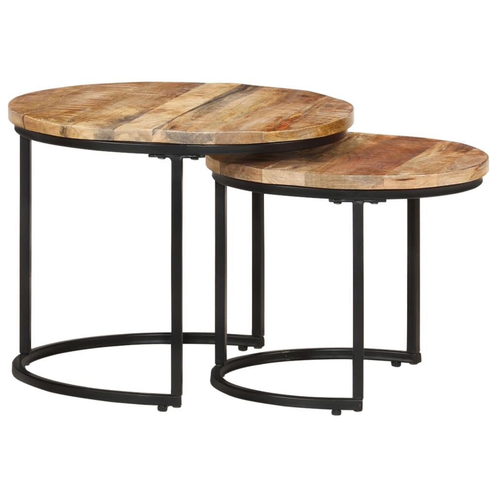 vidaXL Nesting Tables 2 pcs Rough Mango Wood