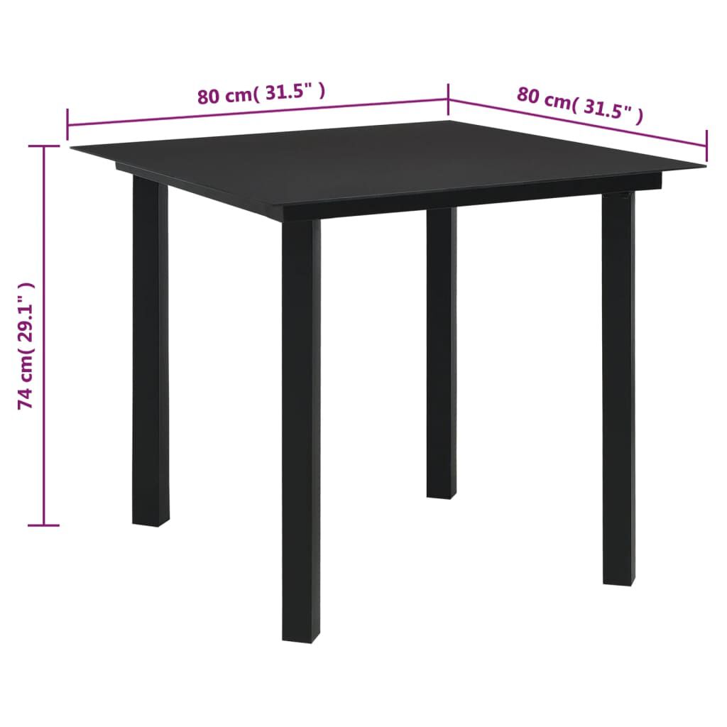 vidaXL 3 Piece Garden Dining Set Black PVC Rattan